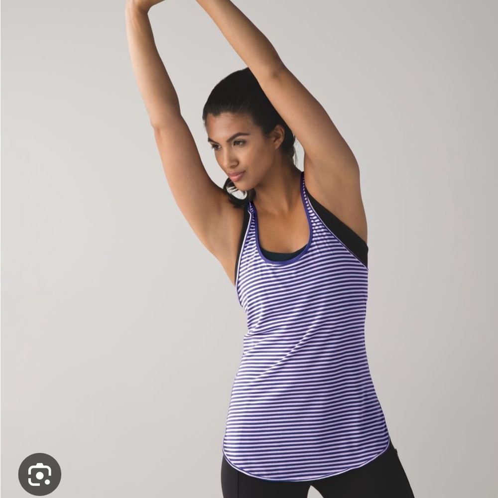 Lululemon What The Sport Singlet Tank Purple Stripe Athletic Activewear